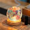 Maimeili Lampada da Tavolo Turca a Mosaico Lampada Retro in Vetro Sale dell'Himalaya Luce Notturna Bohemien da Comodino con Base in Legno Alimentazione USB 3 Temperature Lanterna