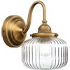 JIMUBEAM Applique da parete a collo d'oca vintage con paralume a globo in vetro a strisce trasparenti Lampada a parete da illuminazione bagno a parete