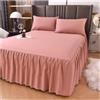 LPHFDCS Vestiletto Matrimoniale Gonna da Letto Tinta Unita da 1 Pezzo con Pizzo Tutto Intorno Copriletto for Tutte Le Stagioni con Volant Vestiletto Balze Elasticizzate(Dark Pink,1PC 180x200cm Skirt)