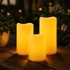 Festive Lights Set di 3 candele solari a LED per esterni, impermeabili, ricaricabili, per esterni, resistenti alle intemperie, decorazione da giardino, balcone, terrazza