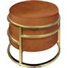 IlGruppone Pouf Contenitore Poggiapiedi Velluto con Struttura Circolare Cromata Oro Elegante Imbottito Sgabello per Toeletta Mobile Trucco Ottomano Ingresso Camera da Letto Rotondo - Ruggine