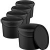 BenBow Secchio con coperchio 3l nero 5x 3 litri - alimenti sicuri, stabile, ermetico, antigoccia, inodore - contenitore in plastica con manico - vuoto
