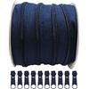 JYC CREATIVE 25 Metri di Chiusure Lampo in Nylon + 10 Cursori Liberi Tiretti in Metallo, Cerniera per Cucire, Chiusure Lampo al Metro per Cucire su Vestiti, Tessuti, Chiusuri Lampo al Metro n.3, (Blu navy 330)