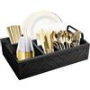 Gachiwar Caddy - Set di 6 scomparti per banconi in legno, 29,7 x 20,1 x 9,5 cm, multifunzione, per piatti di carta, organizer rustico, accessorio per il bar, porta utensili caddy (nero)