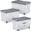 Sicignano Casalinghi Ingrosso Casalinghi Sicignano Contenitore Trasparente Storage Box Vasco con Coperchio Doppia Apertura ? Multiuso Salvaspazio per Giocattoli Abiti Libri, Impilabile, Capacità 57 L (Stone Grey, 3, unità)