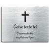 OCAP-FUNERAIRE.COM Targhetta con incisione a forma di croce cristiana autoadesiva, modello rettangolo (20 x 15 cm) personalizzata da 1 a 3 linee in alluminio spazzolato