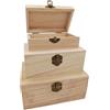 Anktily Confezione da 3 scatole rettangolari in legno grezzo, dimensioni rustiche, piccole scatole con chiusura di bloccaggio, organizer per fai da te, decorazione tavola