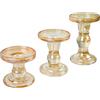 Aoneky 3 Pz Portacandele in Vetro Ambrato, Candelabro per Φ 7,6 cm Candele Lunghe Coniche Colonna Tealight - Decorazione per la Tavola Matrimonio Feste Natale Anniversari