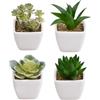 Ehuihuan Piantine Finte Decorative con Vasetto, Piante Grasse Finte che Sembrano Vere, Pianta Artificiale Interno da Appartamento, Pianta Finta da Esterno, Piante Succulente Artificiali Piccole 4PCS