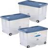 Sicignano Casalinghi Ingrosso Casalinghi Sicignano Contenitore Trasparente Storage Box Vasco con Coperchio Doppia Apertura ? Multiuso Salvaspazio per Giocattoli Abiti Libri, Impilabile, Capacità 57 L (Palace Blu, 3, unità)