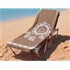 o-day Telo Mare con Angoli e Tasche 70x180cm - Asciugamano Mare Cotone Fouta 100% Per Lettino e Spiaggia (Acchiappasogni - Marrone Legno)