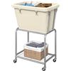 ELYKEN Cesto portabiancheria su ruote, cesto portabiancheria con ripiano in metallo resistente, 90 l, organizer per lavanderia, camera da letto, bagno ETHLC06M1