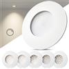 Scandinavian home Lysea Scandinavian home - Set di 6 faretti LED da incasso, 230 V, dimmerabili, 230 V, luce bianca calda 3000 K, 470 lm, CRI 90+, dimensione foro 68 mm, IP44, adatto per bagno, faretti da soffitto, bianco