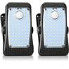 WIYETY 2 lampade solari per esterni: luce solare a LED, sensore di movimento, USB e modalità di ricarica solare, luci solari da giardino, IP65, impermeabile, per terrazze, balconi, recinzioni (bianco
