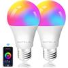 ANTELA Lampadine LED Alexa Inteligente WiFi E27, Dimmerabile Lampadina Smart 10W 806Lm 80W equivalente, RGB & 2700K-6500K bianco freddo caldo, compatibile con Alexa/Google Home, 2 pezzi
