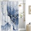 Uiiooazy Tenda Doccia Antimuffa, Tenda da Doccia 150x200cm Blu Navy Effetto Marmo Blu Grigio Moderna Tende da Bagno Impermeabile Tessuto Lavabile Poliestere Tende per Vasca da Bagno con 10 Anelli