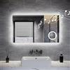 SUNXURY Specchio da bagno a LED, 100 x 60 cm, con illuminazione, 3 modalità di colore, dimmerabile, presa, Bluetooth e 3 x lente d'ingrandimento, specchio cosmetico con interruttore anti appannamento