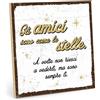 TypeStoff Targa in legno con frase - GLI AMICI SONO COME LE STELLE (bianco-giallo) - in stile vintage con citazione, ideale come regalo e decorazione, a tema amicizia e vicinanza - HS-00361-IT