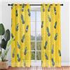 ENEN Tende per Interni Voile Semi Trasparenti, Tende Camera da Letto 2 Pezzi con Occhielli, Cactus a Fumetti 3D Moderne Tende a Vetro per Soggiorno Camera da Letto (Giallo,140x244cm)