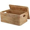 IGNPION Cesto portaoggetti in rattan con coperchio, cesto decorativo in vimini per riporre su mensole, cesto portaoggetti intrecciato per bagno, scatola portaoggetti per armadio e tavolo, contenitore
