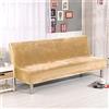 Surwin Copridivano Senza Braccioli 2/3 Posti Elasticizzato Tinta Unita Velluto Antimacchia Fodera per Divano Letto Antiscivolo Lavabile Pieghevole Clic Clac Copri Divano (L:190-210cm,Beige)