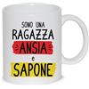 thedifferent Tazza Mug Ragazza Ansia E Sapone - Tazza in Ceramica Thè/Latte - Idea Regalo