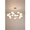 TEKHOME Lampadario a Sospensione Moderno 18 Luci G9, Design con Sfere in Vetro Opalino, Struttura Oro, Lampadario Elegante per Soggiorno Sala da Pranzo Camera, Stile Nordico - LP-56