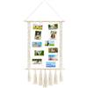 Dwitkul Portafoto Da Appendere con 30 Clip in Legno Porta Foto da Muro Multiplo Appendi Foto da Parete Portafoto in Macramè Cornice per Collage Boho Decorazione Senza Tracce