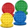 Morainjay 16piatto per feste, piatti di carta da costruzione, 17,8 cm, colorati a tema blocchi per bambini, decorazioni da tavola per ragazzi e ragazze