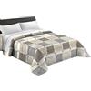 Tata Home Trapuntino Copriletto Primaverile Estivo Trapuntato 100 gr/mq Quilt Leggero Letto Singolo 160x260 cm Fantasia Geometrica a Quadri Made in Italy Colore Grigio Beige
