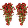 Boutihao 4 Pezzi Fiori Artificiali per Esterni, Fiori Artificiali Appesi, Piante Artificiali Appese all'Aperto Resistenti ai Raggi UV, per Decorazioni Sospensione Parete Giardino Balcone Matrimonio (Rosso)