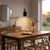 Alpinaluz Lampada a Sospensione Cilindrica in Metallo Nero e Legno Naturale Ø10 x 20 cm, Attacco E27, Cavo Regolabile 100 cm, Stile Nordico Minimalista per Cucina e Sala da Pranzo
