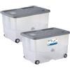 Sicignano Casalinghi Ingrosso Casalinghi Sicignano Contenitore Trasparente Storage Box Vasco con Coperchio Doppia Apertura ? Multiuso Salvaspazio per Giocattoli Abiti Libri, Impilabile, Capacità 57 L (Stone Grey, 2, unità)
