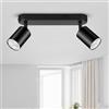 GeyouLux Faretti LED Soffitto Orientabili 350° Nero a 2 Luci GU10 | Faretti LED Soffitto Senza Lampadina, Moderna Lampadario Faretti per Cucina, Soggiorno, Camera da Letto, Cameretta