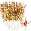 Hacintre 24 decorazioni artificiali di eucalipto, per interni ed esterni, feste, giorno del Ringraziamento, camino, decorazione da tavolo, composizione floreale (oro)