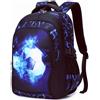 SOMBLG Zaino scolastico per ragazzi, ragazzi, adolescenti, zaino per la scuola, ergonomico, impermeabile, 45,7 cm, 1 pallone da calcio blu, L, Classico