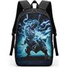 COEQINE Zaino per bambini e bambine, con spallacci regolabili, per computer portatile, per bambini, adulti, viaggi, scuola, biblioteca, arrampicata all'aperto, Dinosauro Blue Lightning, M, Casual