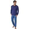 Linclalor Pigiama Uomo 100% Cotone Maglia Serafino Manica Lunga art 475361 - XXL, Blu