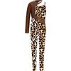 TiaoBug Tuta Intera da Ginnastica Artistica Bambina Monospalla Body Danza Classica Moderna Manica Lunga Balletto Leotards Body da Pattinaggio Artistico Dancewear Performance Leopardo 9-10 anni