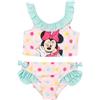 United Labels Disney Minnie Mouse bikini bambina con volant, rosa turchese, costume da bagno in due pezzi, costume da bagno per bambini, rosa/turchese, 110 cm-116 cm