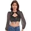 Trachtland Camicia Dirndl Donna Maniche Lunghe, Camicia Tradizionale Oktoberfest Elegante con Bottoni, Fascia Torace e Pizzo, Nera. Taglie 34-44 (DE/NL/SE/PL, Numerico, 34, Regular, Regular, Nero)