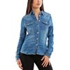 Toocool Camicia Jeans Donna Denim Maniche Lunghe Casual Blusa Bottoni VI-2022 [Blu,M]