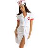 TiaoBug Costume da Infermiera Donna Sexy Hot Lingerie per Halloween Cosplay Gioco di Ruolo Uniforme da Lavoro Vestito da Nurse Camice Bianco Abito + Cappello + Cintura Bianco M