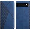 KOUYI Cover per Google Pixel 6, Custodia Portafoglio,Cover Libro,Pelle Flip/Folio Case con [Funzione di Supporto] [3-Scheda Slot] [Magnetica] Antiurto (Blu)
