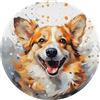 Mexpekil Tappetino per mouse con cane Corgi, con base in gomma antiscivolo, piccolo tappetino per mouse rotondo con bordo cucito, accessori da scrivania per lavorare e giocare da 20 cm
