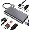 GIALEMO Hub USB C 9 in 1 con Ethernet Gigabit, HDMI 4K, VGA e Power Delivery - Adattatore Multiporta per MacBook, PC Portatili, Tablet e Dispositivi USB-C