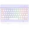 MMK Tastiera Bluetooth, Layout QWERTY, Tasti Silenzioso, Mini Tastiera Wireless Retroilluminata Ricaricabile per iPad 10a generazione/iPad Pro/Air/Mini/10.2/9.7, iPhone, Android, Windows, Viola