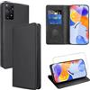 Vauki Cover per Xiaomi Redmi Note 11 Pro con 1 Vetro Temperato Custodia in Pelle PU Slot Schede Flip TPU Silicone Case Supporto Stand Magnetica Antiurto Caso per Xiaomi Redmi Note 11 Pro 6.67, Nero