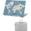 HLAAJJX Custodia per Nuovo Macbook Pro 16 pollici M4 M3 M2 M1 Max Case 2024-2021 A2485 A2780 A2991 A3186 A3403, Laotop Copertina Rigida & Borsa per Macbook pro 16,Mappa Blu