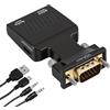 Quonex Adattatore VGA a HDMI con audio 1080P Convertitore VGA maschio a HDMI femmina con jack da 3,5 mm e cavo di alimentazione USB, unidirezionale per PC, laptop, TV, monitor, proiettore